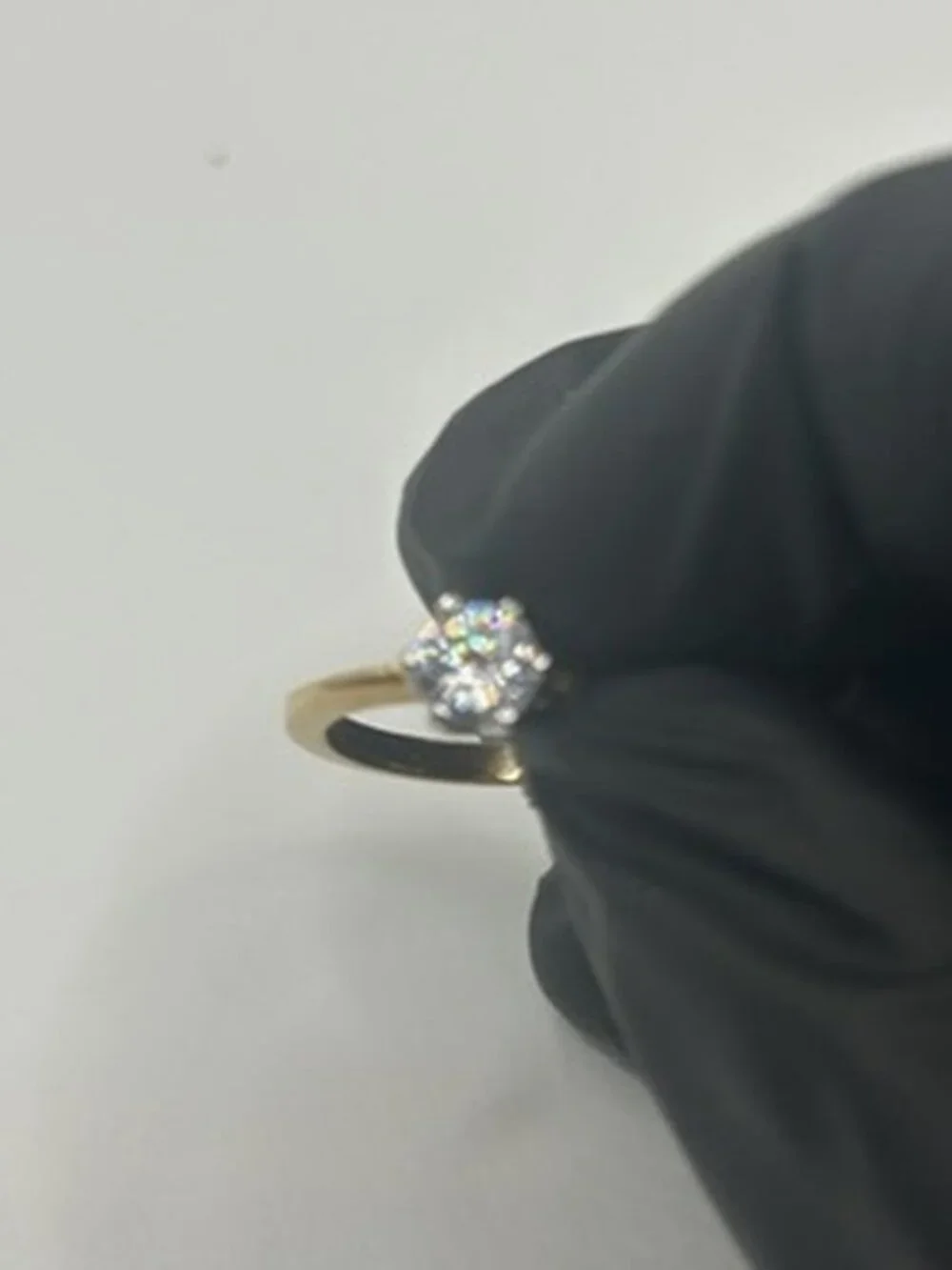 Vintage Gold CZ Solitaire Ring Womens Size 7 18k Plated Engagement Style New